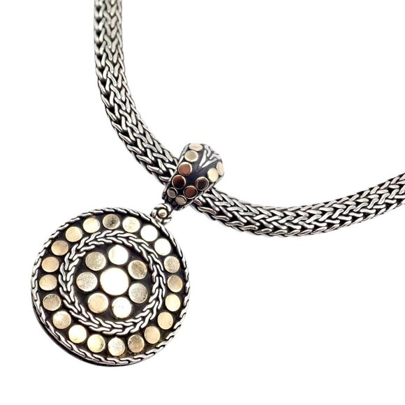 Authentic! John Hardy JH 18k Yellow Gold Silver Dot Pendant And Necklace - Picture 10 of 10